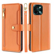 Per vivo Y28 4G Sheep Texture Cross-body Zipper Wallet Custodia per telefono in pelle (arancione)