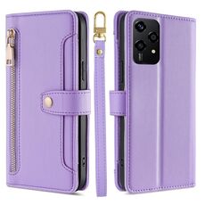 Per Honor 200 Lite 5G Global Sheep Texture Portafoglio con cerniera in pelle Custodia per telefono (viola)