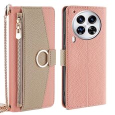 Per Tecno Camon 30 Premier 5G Custodia a tracolla in pelle con texture Litchi (rosa)