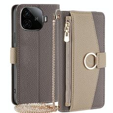 Per vivo iQOO Z9 Turbo Crossbody Litchi Texture Custodia in pelle per telefono (grigio)