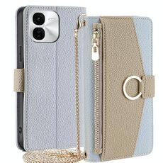 Per vivo iQOO Z9x 5G Custodia a tracolla in pelle con texture Litchi (blu)