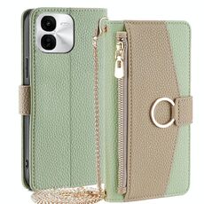 Per vivo iQOO Z9x 5G Custodia a tracolla in pelle con texture Litchi (verde)