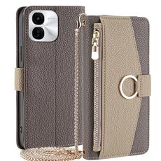 Per vivo iQOO Z9x 5G Custodia a tracolla in pelle con texture Litchi (grigio)