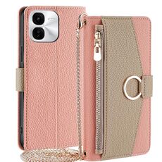 Per vivo iQOO Z9x 5G Custodia a tracolla in pelle con texture Litchi (rosa)