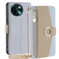 Per vivo Y38 5G / T3x Global Crossbody Custodia per telefono in pelle con trama litchi (blu)