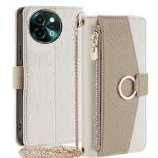 Per vivo Y38 5G / T3x Global Crossbody Custodia per telefono in pelle con trama litchi (bianca)