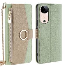 Per vivo S19 Custodia a tracolla in pelle con trama litchi (verde)