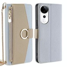 Per vivo S19 Pro Custodia a tracolla in pelle con trama litchi (blu)