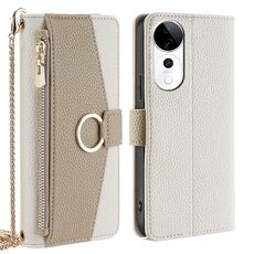 Per vivo S19 Pro Custodia per telefono in pelle con texture Litchi Crossbody (bianca)