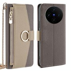 Per vivo X100s Crossbody Litchi Texture Custodia in pelle per telefono (grigio)