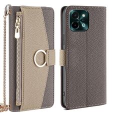 Per vivo Y28 4G Custodia a tracolla in pelle con texture Litchi (grigio)