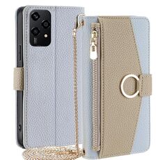 Per Honor 200 Lite 5G Global Crossbody Custodia per telefono in pelle con texture Litchi (blu)