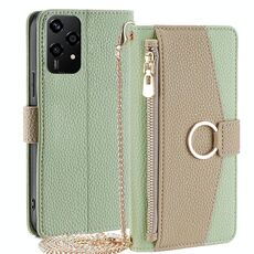 Per Honor 200 Lite 5G Global Crossbody Custodia per telefono in pelle con texture Litchi (verde)