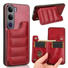 Per vivo V40 Lite 4G / 5G IDN Custodia per telefono con motivo a mucca e carta da cucire (rossa)