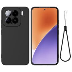 Per Xiaomi 15 Custodia per telefono antiurto in silicone liquido a tinta unita con copertura completa (nero)