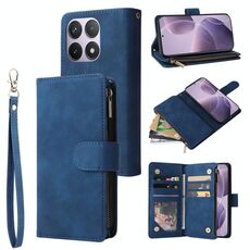 Per Xiaomi 14T Custodia per telefono in pelle con cerniera smerigliata multifunzionale (blu)
