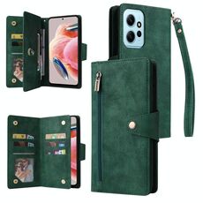 Per Redmi Note 12 4G Rivet Buckle 9 Carte Custodia in Pelle a Tre Ante per Telefono (Verde)