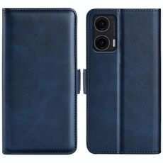 Per Motorola Moto G35 5G Custodia in pelle con chiusura magnetica orizzontale a doppio lato (blu scuro)