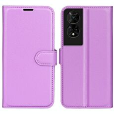 Per TCL 50 5G Custodia per telefono in pelle con texture Litchi orizzontale con supporto (viola)