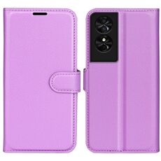 Per TCL 50 SE Custodia per telefono in pelle con texture Litchi orizzontale con supporto (viola)