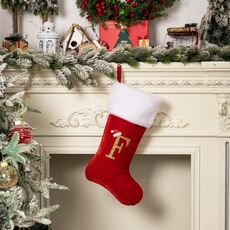 Forniture per decorazioni natalizie in velluto con alfabeto, fai da te, regalo, stile: F