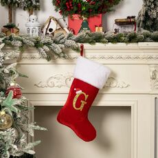 Forniture per decorazioni natalizie in velluto con alfabeto, fai da te, regalo, stile: G