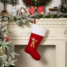 Forniture per decorazioni natalizie in velluto con alfabeto, fai da te, regalo, stile: K