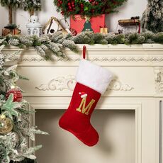 Forniture per decorazioni natalizie in velluto con alfabeto, fai da te, regalo, stile: M