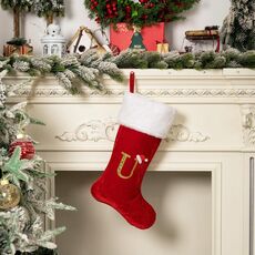 Forniture per decorazioni natalizie in velluto con alfabeto, fai da te, regalo, stile: U