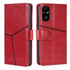 Per Honor 200 Pro 5G Custodia in pelle con cuciture geometriche (rosso)