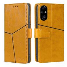 Per Honor 200 Pro 5G Custodia in pelle con cuciture geometriche (giallo)