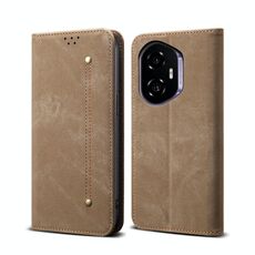 Custodia in pelle flip con texture denim per Honor 300 5G (cachi)