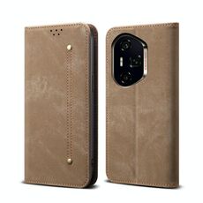Custodia in pelle Flip Ultra Denim Texture per Honor 300 (cachi)