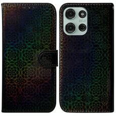 Per Motorola Moto G75 5G Custodia per telefono in pelle con fibbia magnetica colorata (nera)