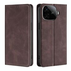 Per vivo iQOO Z9 Turbo Skin Feel Custodia magnetica in pelle per telefono (marrone scuro)