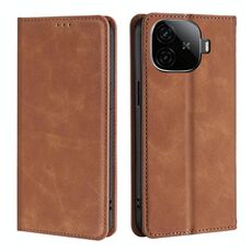 Per vivo iQOO Z9 Turbo Skin Feel Custodia magnetica in pelle per telefono (marrone chiaro)