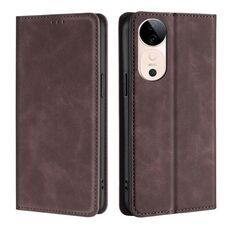 Per vivo S19 Custodia per telefono in pelle magnetica Skin Feel (marrone scuro)