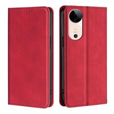 Per vivo S19 Custodia per telefono in pelle magnetica Skin Feel (rosso)
