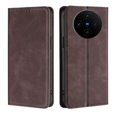 Per vivo X100s Custodia per telefono in pelle magnetica Skin Feel (marrone scuro)