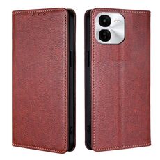 Per vivo iQOO Z9x 5G Gloss Oil Solid Color Magnetic Leather Phone Case (Marrone)