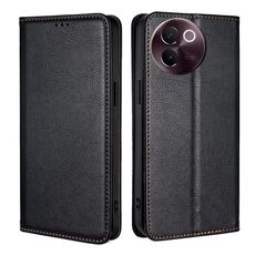 Per vivo V30e 5G Global Gloss Oil Solid Color Magnetic Leather Phone Case (Nero)