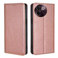 Per vivo V30e 5G Global Gloss Oil Custodia magnetica in pelle tinta unita (oro rosa)