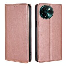 Per vivo Y38 5G / T3x Global Gloss Oil Custodia magnetica in pelle tinta unita (oro rosa)