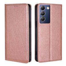 Per vivo Y100 5G IDN Gloss Oil Custodia magnetica in pelle tinta unita (oro rosa)