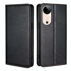 Per vivo S19 Gloss Oil Custodia magnetica in pelle tinta unita (nero)