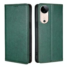 Per vivo S19 Gloss Oil Custodia magnetica in pelle tinta unita (verde)