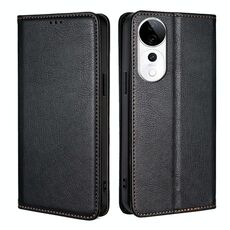 Per vivo S19 Pro Gloss Oil Custodia magnetica in pelle tinta unita (nero)