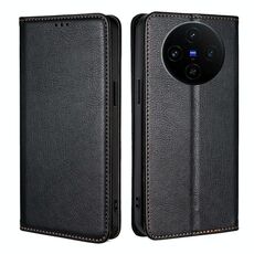 Per vivo X100s Gloss Oil Solid Color Magnetic Leather Phone Case (Nero)