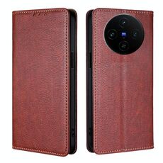 Per vivo X100s Gloss Oil Solid Color Magnetic Leather Phone Case (Marrone)