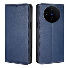 Per vivo X100s Gloss Oil Solid Color Magnetic Leather Phone Case (Blu)